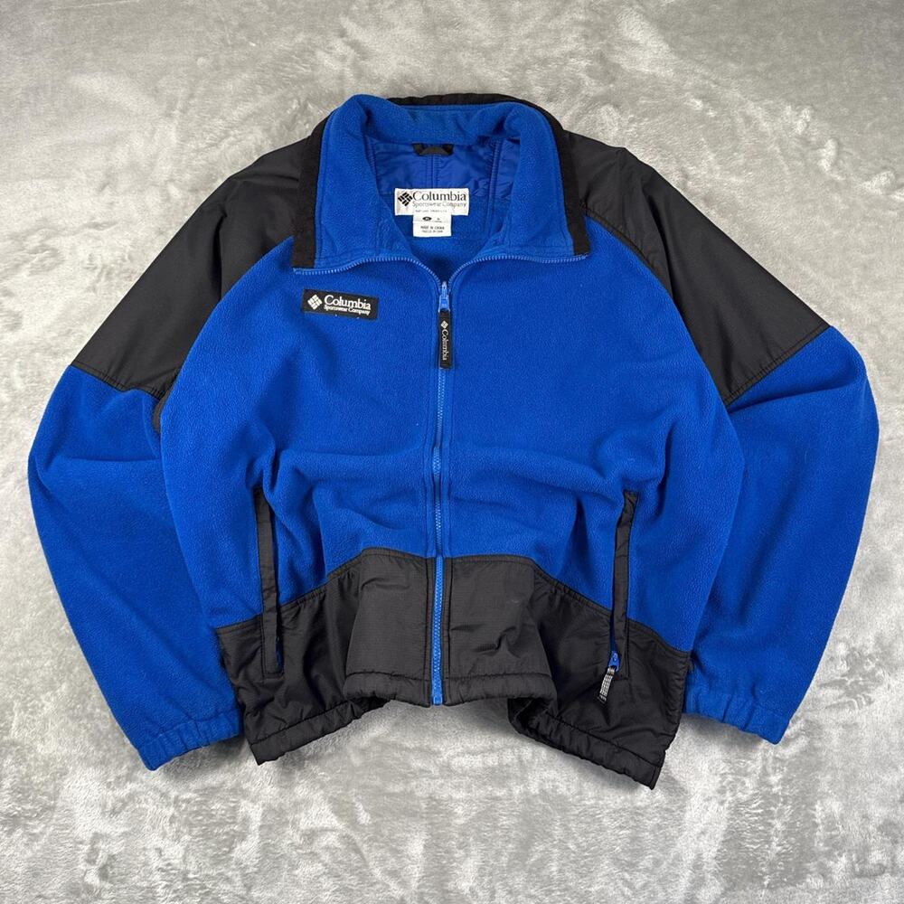 Vintage 90’s Columbia Titanium Blue/Black Full-zip Fleece Jacket Size XL